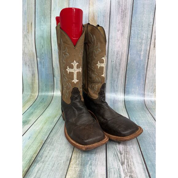 Tony Lama Shoes - Tony Lama San Saba Francita Western Cowboy Boots Cross Inlay Women's Size 9.5